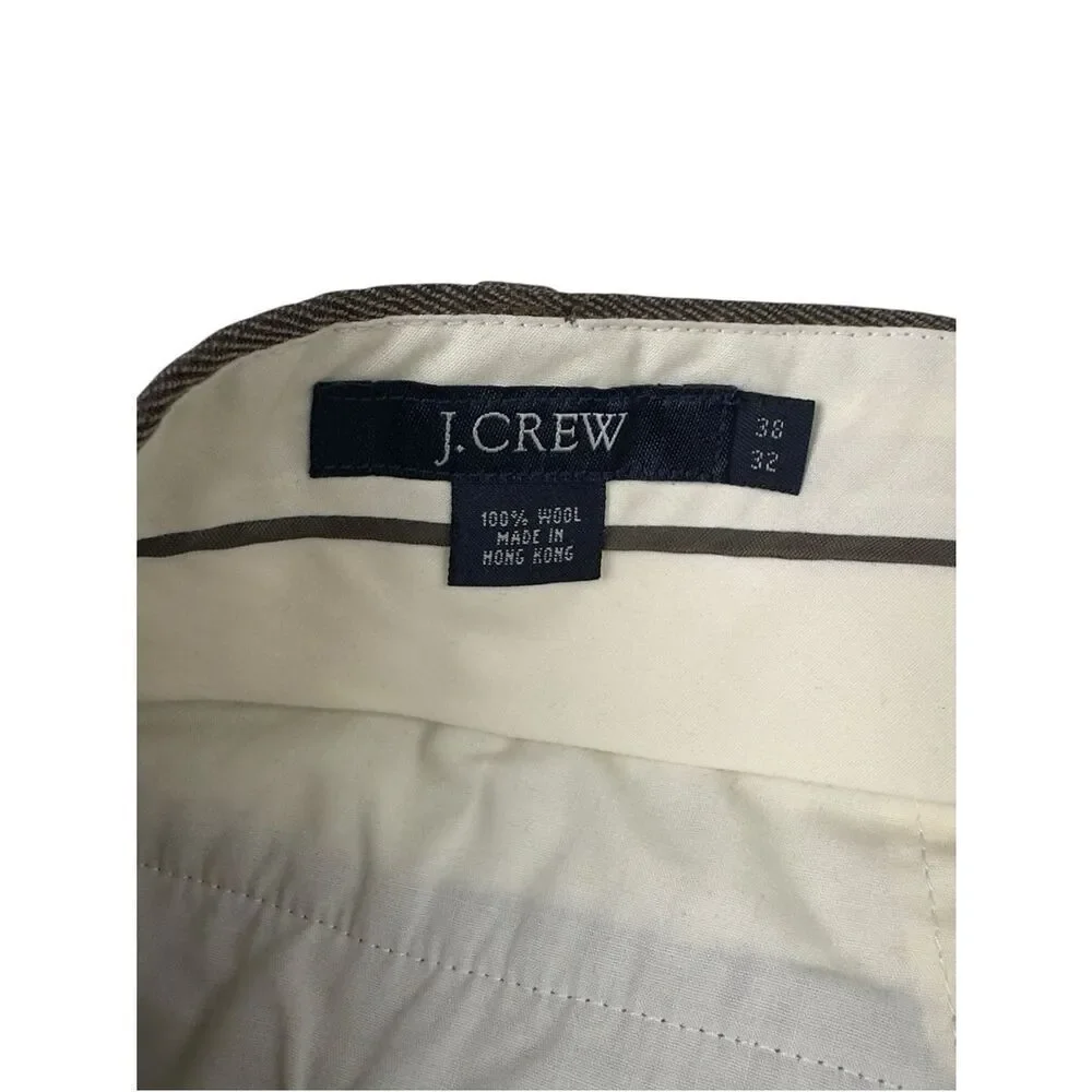 JCrew Pants Mens 38x32 Brown 100% Wool Suit Slacks Classic Tapered Work Suit